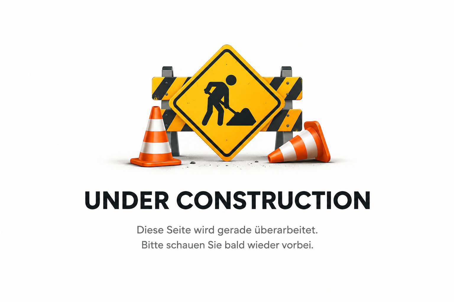 Baustellenschild mit Warnhütchen